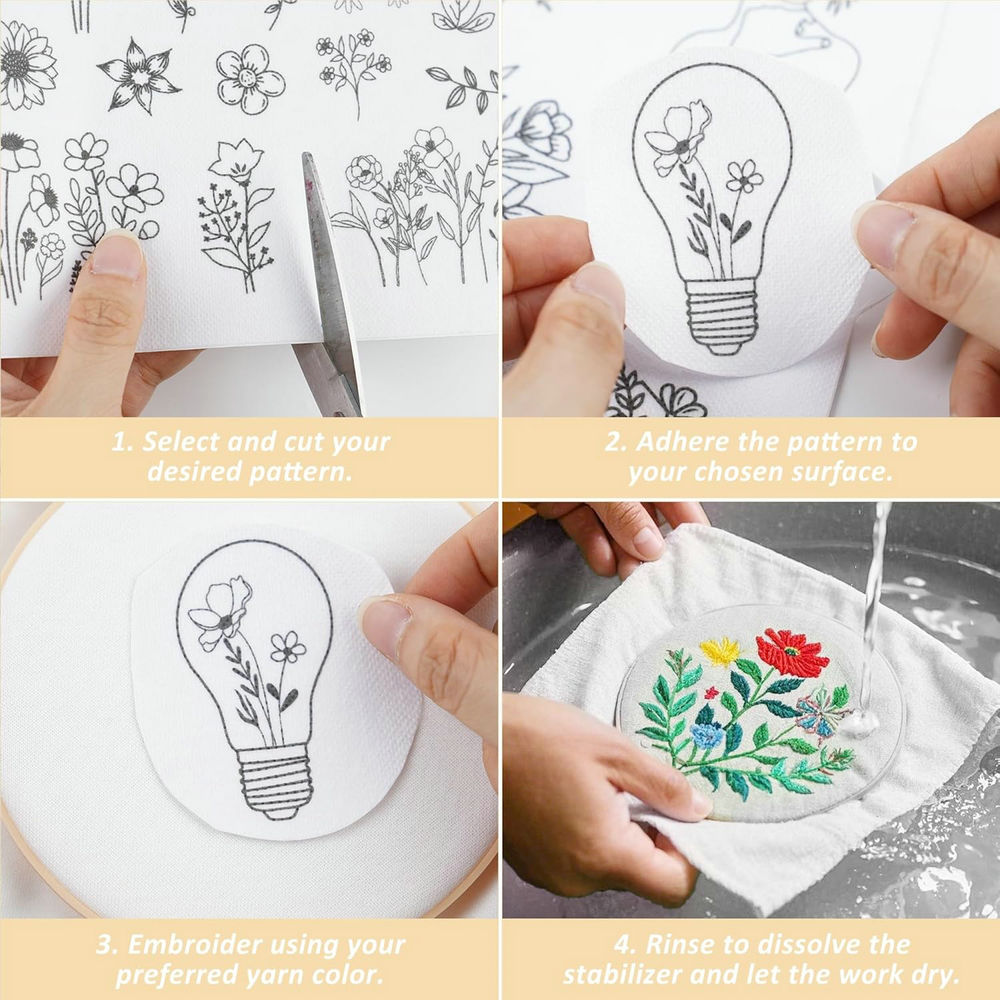 4 Sheets Water Soluble Embroid - đánh giá và giá Embroidery Meaning