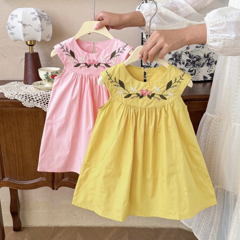 2-7-year-old Korean Version Su - đánh giá và giá Embroidery Yellow Dress