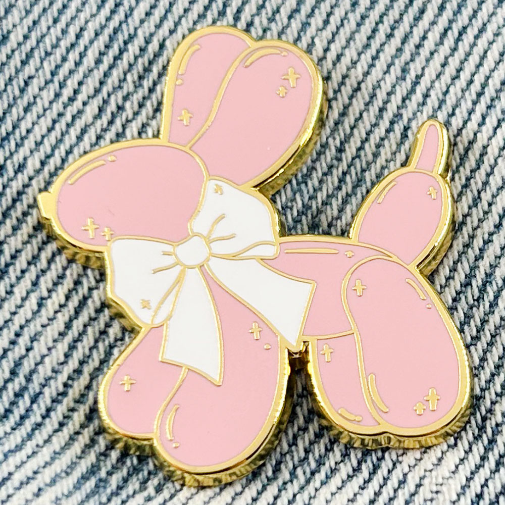 Pink Balloon Dog Enamel Pin Cu - đánh giá và giá Embroidery Bali